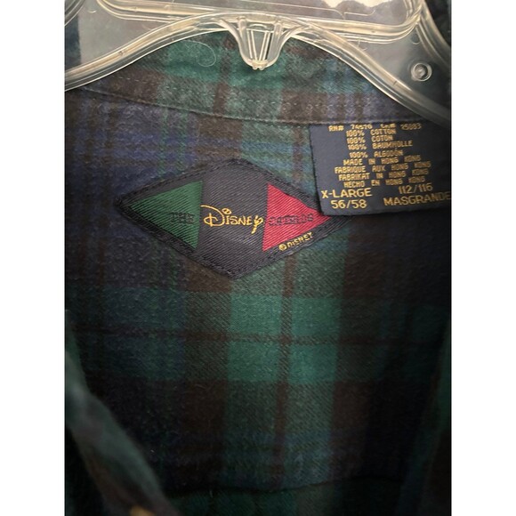 Vintage 90s Disney Mickey Flannel Shirt Men XL Blue/Green Plaid Checkered - Picture 6 of 6